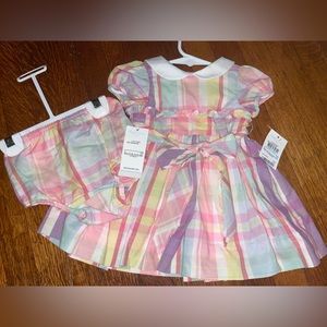 Ralph Lauren short sleeve sundress dress and bloomer set bummies pastel plaid